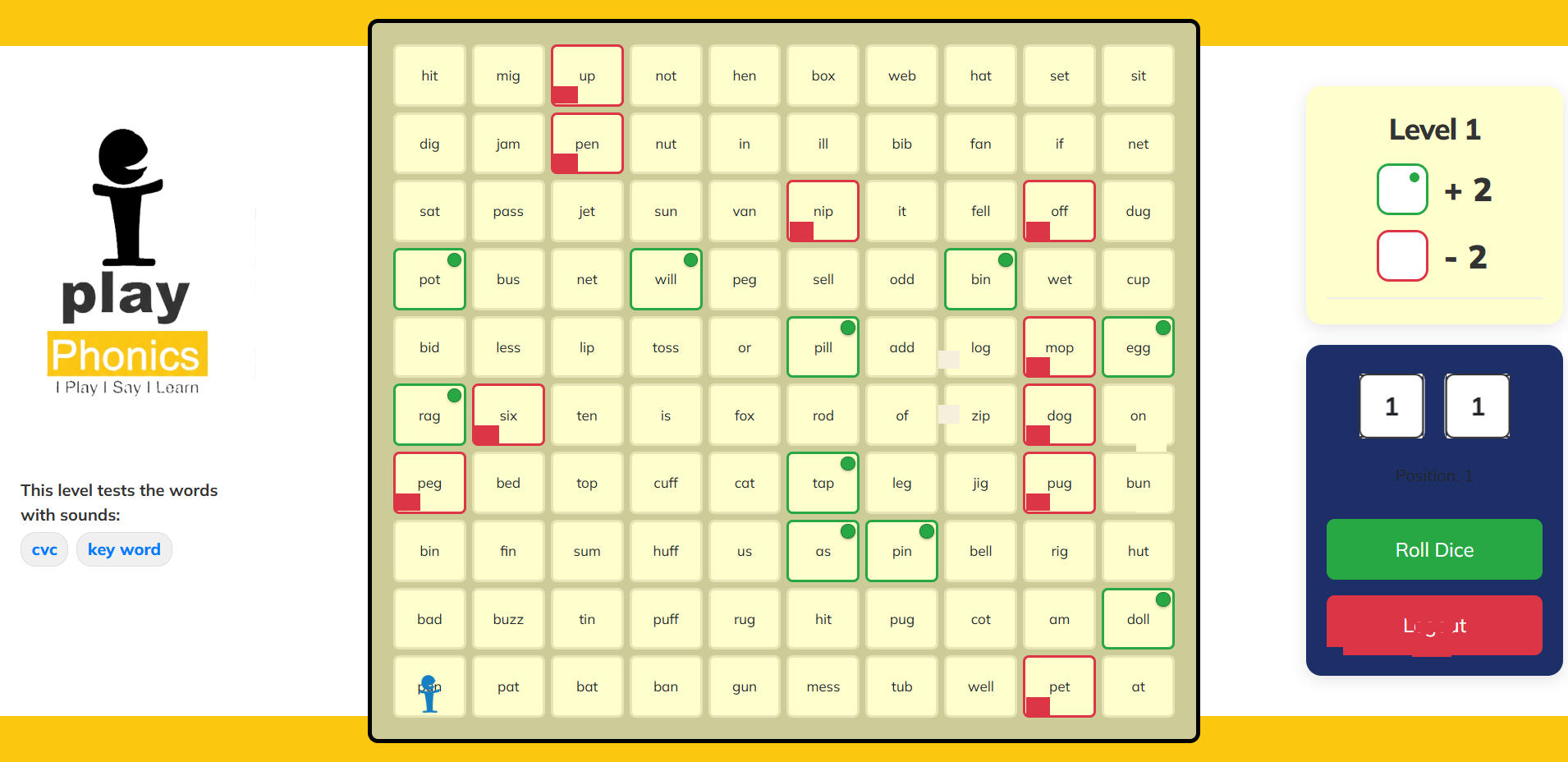 iPlay Phonics - Snakes and Ladders Game Board